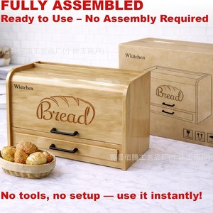 Solid Wood Multi Layer Bread <b>Box</b> With Cutting Board <b>Drawer</b> Kitchen Food <b>Storage</b> Organizer - Product Image 3