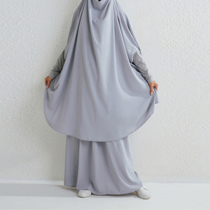 Nabi <span class=keywords><strong>Ashura</strong></span> Borka musulmán Popular de alta calidad de moda elegante Color sólido dos piezas Jilbab última manga larga - Product Image 2