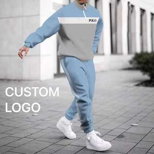 OEM özel erkek spor nefes moda renk blok kazak Jumper 3D baskılı kapşonlu Sweatshirt & Polo Sweatpants - Product Image 1
