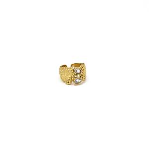 Bague tendance en acier inoxydable 316L avec placage or PVD, design durable et résistant - Product Image 1