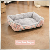 Coussin carré pour animaux de compagnie en coton écologique pliable toute saison pour chiens et chats de petites, moyennes et grandes races