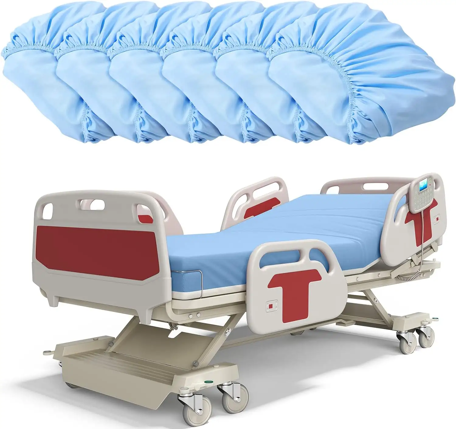 6 buah sprei Rumah Sakit mikrofiber disikat, sarung bantal dan penutup bantal elastis untuk perawatan mudah