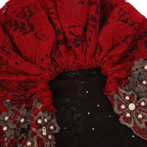 Yiwu Muqian Trading Firm Voile de tête musulman pour femme, style tendance, avec franges et dentelle, style ethnique, type chapeau à pince intégral - Product Image 4