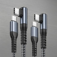 Câble de charge rapide USB-C 60W TUTI Factory Direct 1m, USB-C vers USB-C, coudé à 90°, gaine en nylon tressé, conducteur en cuivre pur