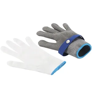 Gants résistants aux coupures – Maille métallique en acier inoxydable, protection contre les coupures de niveau 5/9, résistants aux piqûres – Gants de sécurité pour boucher, découpe de viande - Product Image 6