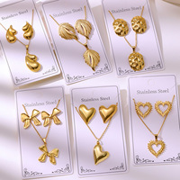 Juego de Aretes y Collar de Acero Inoxidable 304 Chapados en Oro, Estilo Vintage, Resistentes al Deslustre, Venta al Por Mayor