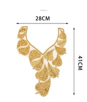 Applique en strass, applique en sequins, tissu en maille polyester à sequins, dentelle brodée de perles dorées, minimaliste, pour couture de mariage et de fête