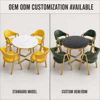 Ensemble de table à manger ronde moderne de luxe pour 4 personnes, meubles en métal pour salles à manger et hôtels