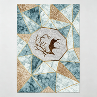 Tapis moderne en fibre de polyester tissé rectangulaire, grand format, motif Ikat, résistant aux taches, tapis de prière