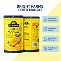 Sachet Doypack Économique pour Snacks de Mangues Séchées, Emballage Alimentaire Refermable avec Fermeture Éclair et Trou de Suspension pour Fruits Secs