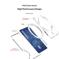 Porte-cartes magnétique transparent à emplacements pour Samsung, ne bloque pas l'appareil photo, aimant puissant, accessoires de téléphone antichoc