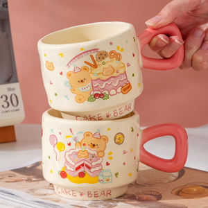 Stock di fabbrica 400ml creativo simpatico animale in ceramica tazza con coperchio casa cartone animato tazza di acqua con aspetto elevato e Souvenir tazza - Product Image 4