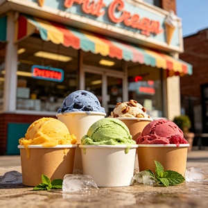 Biodegradable Dessert <b>Cup</b> Ice Cream Paper <b>Cup</b> 4oz 6oz 8oz Custom Logo Frozen Treat Wholesale - Product Image 1