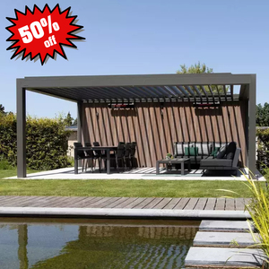 Jardín Aluminio Gazebo Pérgola Sistema 50% de descuento Impermeable Louvre Techo 3X3 3X4 <span class=keywords><strong>4X4</strong></span> 6X4m Persiana motorizada Pérgola - Product Image 1