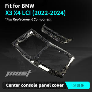 مكون بديل كامل من ألياف الكربون الحقيقية 100% لسيارات BMW G01 G02 X3 X4 <span class=keywords><strong>M</strong></span> LCI 2022-2024، غطاء لوحة الراديو، غطاء الكونسول الوسطي - Product Image 6