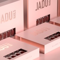 Boîte d'emballage personnalisée pour faux ongles pressés, rose, vide
