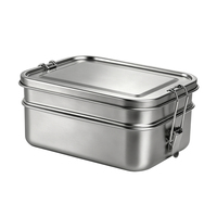 Boîte à lunch réutilisable en acier inoxydable personnalisée de 1960 ml, étanche, chauffable, sans BPA, à double couche avec fermeture