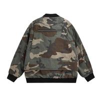 Blouson d'hiver pour homme, coupe oversize, col côtelé, fermeture éclair, poche utilitaire, camouflage woodland, coupe-vent, style bomber, rembourré