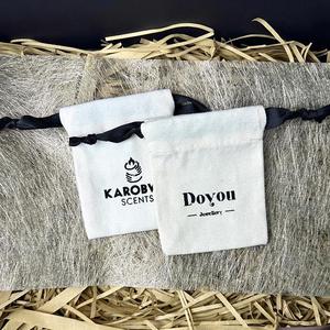 Custom Logo Small Cotton <b>Drawstring</b> Bag 100% Organic Cotton Dust <b>Pouch</b> Differently Sized Gift Bag for Fashion Accessory Storage - Product Image 4