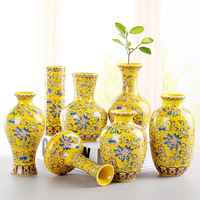 Vase en porcelaine blanche bleue antique Décoration de comptoir de style chinois Outil d'arrangement de fleurs en céramique rétro américain européen