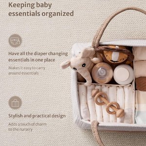 Bolsa de pañales <span class=keywords><strong>para</strong></span> bebé tejida con cuerda, bolso tejido con cuerda de algodón, cesta de almacenamiento <span class=keywords><strong>para</strong></span> botella de pañales, bolsa <span class=keywords><strong>para</strong></span> mamá - Product Image 4