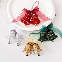 Décorations suspendues pour sapin de Noël, clochettes doubles semi-transparentes en PET avec nœud en organza, ornements clochettes pour couronnes de Noël et boîtes cadeaux DIY