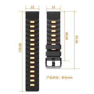 Bracelet en silicone souple respirant de luxe universel Trendybay pour Samsung Active 2 40 mm/44 mm Gear S3 46 mm pour <span class=keywords><strong>Huawei</strong></span> Watch <span class=keywords><strong>GT2</strong></span> Smart - Product Image 2