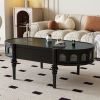 Table basse vintage en bois massif de style français, best-seller, avec tiroirs de rangement, forme elliptique rétro, meubles de salon pour chambres
