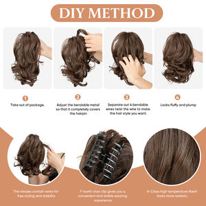 Venta al por mayor nuevo diseño garra Clip en extensiones de cabello Cola de Caballo <span class=keywords><strong>corto</strong></span> rizado Cola de Caballo Natural ondulado sintético postizo para las mujeres - Product Image 5