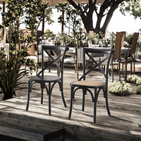 Chaise noire à dossier croisé, chaise de salle à manger pour restaurant, hôtel, mariage, banquet, empilable, mobilier élégant