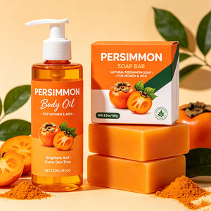 Private Label Persimmon Body Wash and <b>Soap</b> Bar <b>Set</b> Body Odor Elimination Low MOQ Brightening Skin Care Kit - Product Image 5