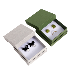 Luxury Texture Paper Jewelry <b>Box</b>, Lid and Base Rigid Gift <b>Box</b> for Earrings Rings Custom Logo Jewelry <b>Packing</b> Container - Product Image 1
