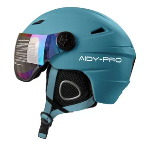 Casque de ski avec logo personnalisé OEM avec lunettes coque pc dans le moule casque d'embarquement à neige certification CE casques de snowboard pour adultes et adolescents