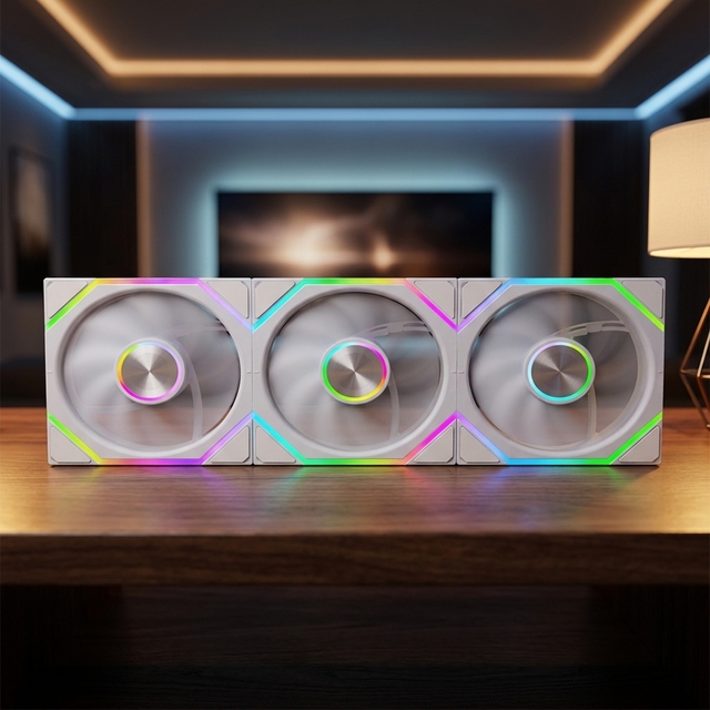 RGB Computer Cooling Fan 120mm White 9 Blades 800-2000RPM Hydraulic Bearing 57.55CFM Airflow 1.86mmH2O Pressure 30.65dB Quiet
