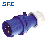 Prise et Fiche Industrielles SFE Haute Qualité 32A 220-240V~2P+E 6h Mâle-Femelle en Cuivre, Niveau IP44, 3 Prises, Vente en Gros