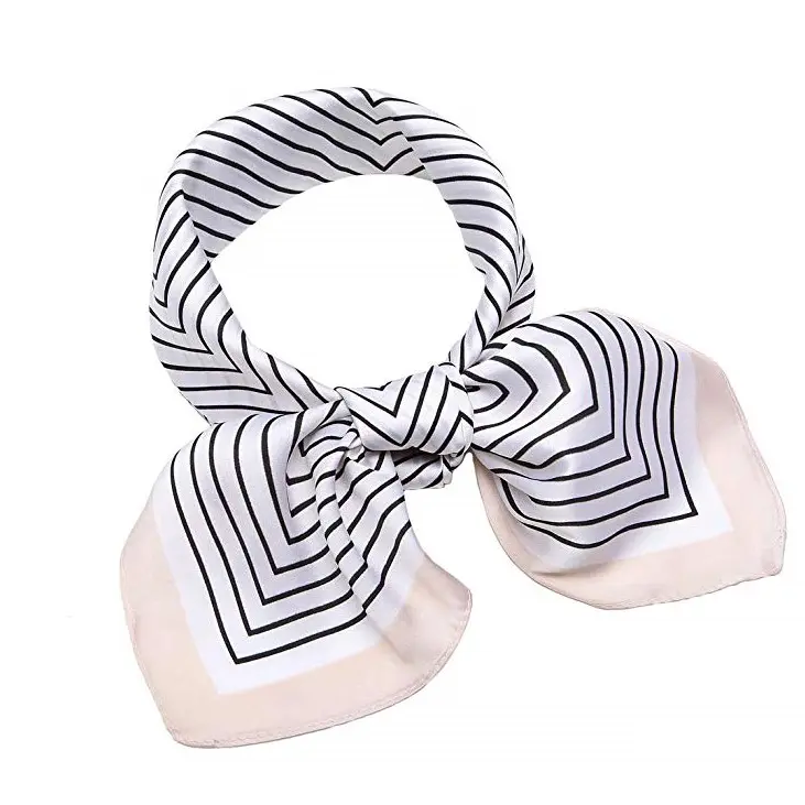 Lenço de cabelo feminino de cetim, design personalizado, lenço quadrado, bandana