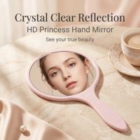Nouveau miroir de maquillage rond en plastique haute définition pour femmes - Miroir de beauté compact portable