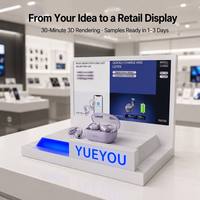 Support d'affichage personnalisé pour écouteurs OWS à oreille libre, étagère en acrylique avec guide de lumière LED, rétroéclairage ambiant bleu, logo de marque, pour écouteurs sans fil, facile à utiliser