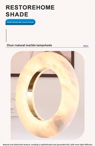 Lámpara Colgante LED Moderna Minimalista de Alabastro Natural Blanco y Cobre Dorado con Haz de Luz de 360° para Escaleras, Villa y Sala de Estar - Product Image 4