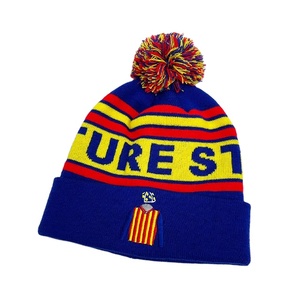 Custom Jacquard Embroidery Knitted Hat World Sports Events Rugby Football Team Supporter Hats Soccer Club Cup Fan <strong>Pom</strong> <strong>Pom</strong> <strong>Beanie</strong> - Product Image 1