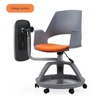 360 bureau d'étudiant pivotant en plastique tablette roue formation réunion conférence chaise école chaise avec bloc-notes