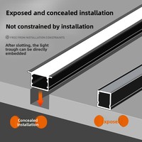 Profilé LED linéaire en alliage d'aluminium encastré pour bande lumineuse, fixation sur étagère ou en fente, couleur noire, CRI élevé 95, 100 000 heures