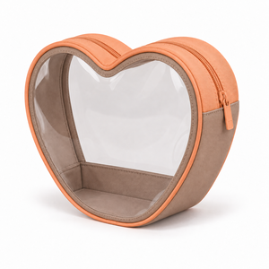 Peptide Travel Case Heart Shape Toiletry Bag Full Clear PVC Window Boxed Base Wash Pouch Custom Logo Nylon - Product Image 4