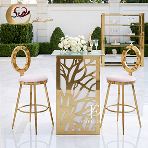 Mesa de Bar Moderna de Acero Inoxidable con Iluminación LED de 16 Colores para Uso en Exteriores - Product Image 1