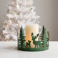 Porte-bougie votif en métal vert de grande taille, à thème de Noël, pour la décoration de la maison