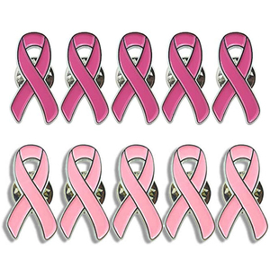 High Quality Custom Design Logo Metal Badges and Pin Badge Cancer Pink <b>Ribbon</b> Badge Breast Cancer Awareness Lapel Enamel Pin - Product Image 2