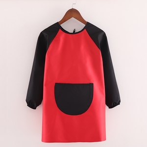 Trẻ em nghệ thuật <span class=keywords><strong>smock</strong></span> không thấm nước màu đỏ đen Tạp dề trẻ em nghệ sĩ Sơn Tạp dề smocks với dài tay áo và túi - Product Image 2