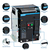 Interruptor Automático Inteligente CHINT NXA 400A-6300A 3P 4P IP20 50kA-80kA AC400V ACB con Certificación CE CB, Disponible en Fábrica