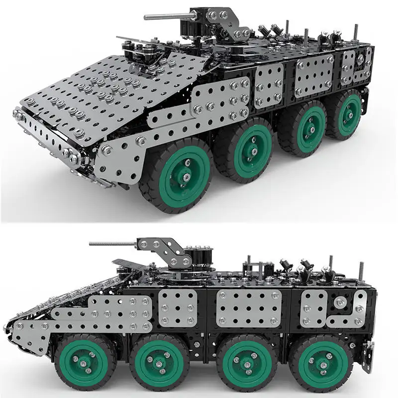 797PCS Metall Tank Baustein Spielzeug Set Kinder Bau 3D Puzzle Spielzeug DIY Metall Militär gepanzert Auto Modell Montage Spielzeug