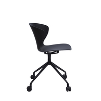 Chaise de bureau moderne en plastique confortable avec base à roulettes en aluminium, chaise ergonomique fixe pour la maison, le bureau et la salle d'étude